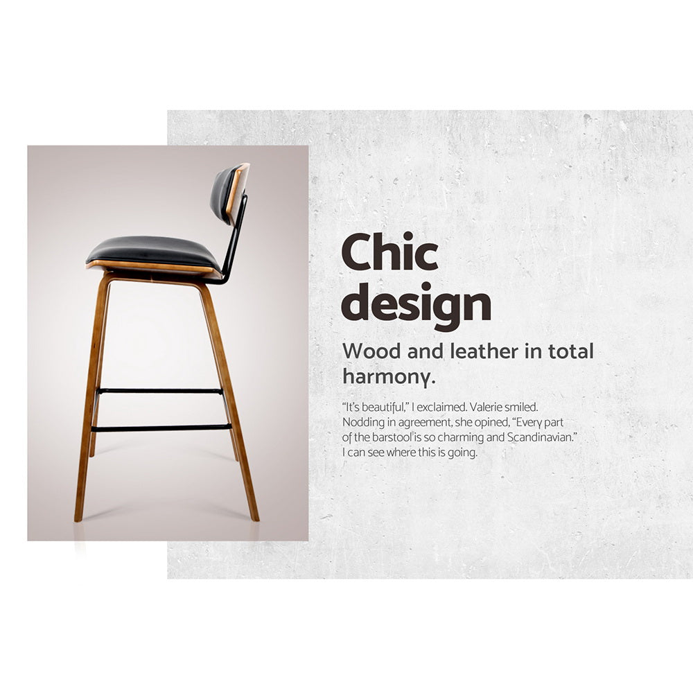 Artiss bar stool leather seat and backrest upholstery close-up — Allure Home Collections