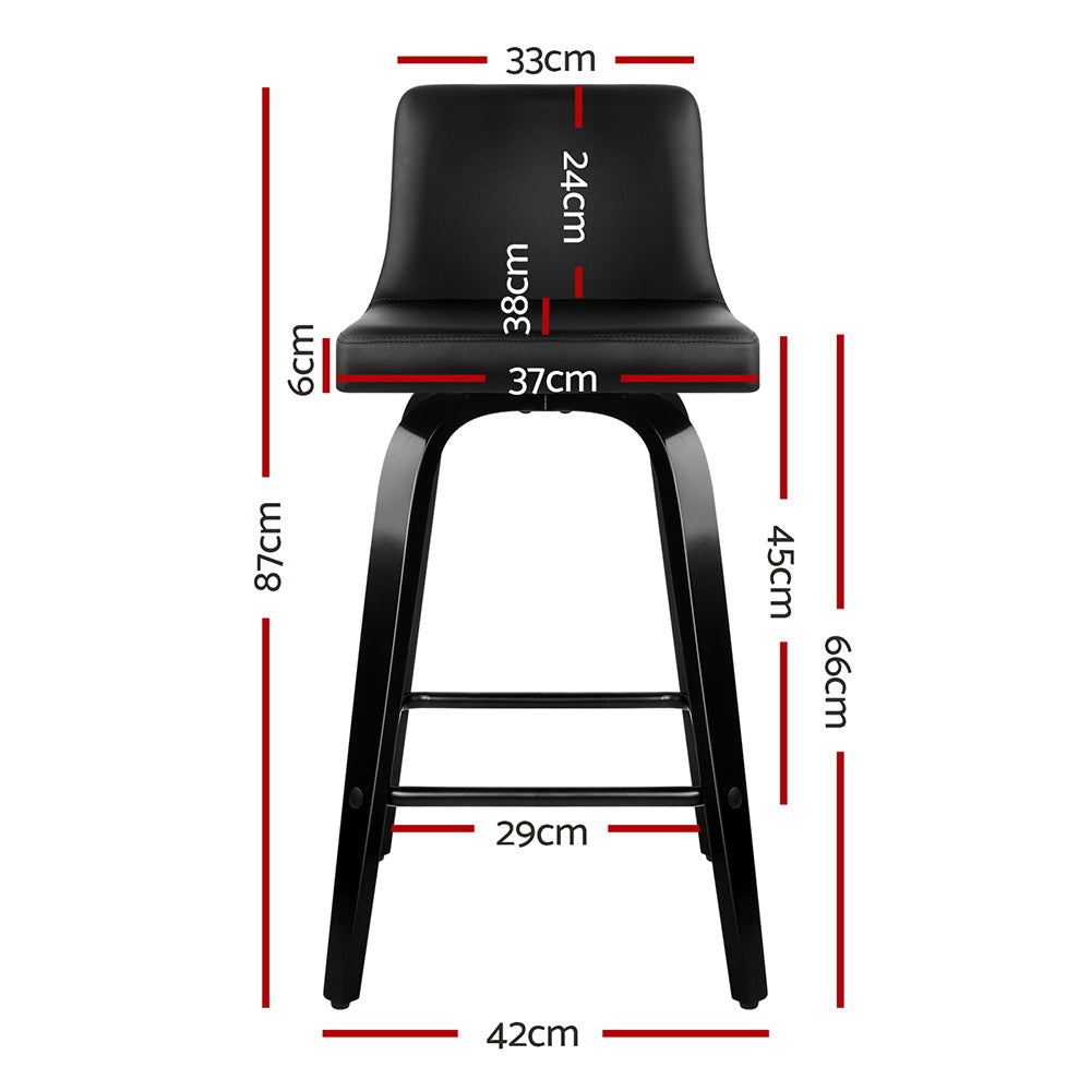 Artiss swivel leather bar stool wooden base and leather seat detail — Allure Home Collections