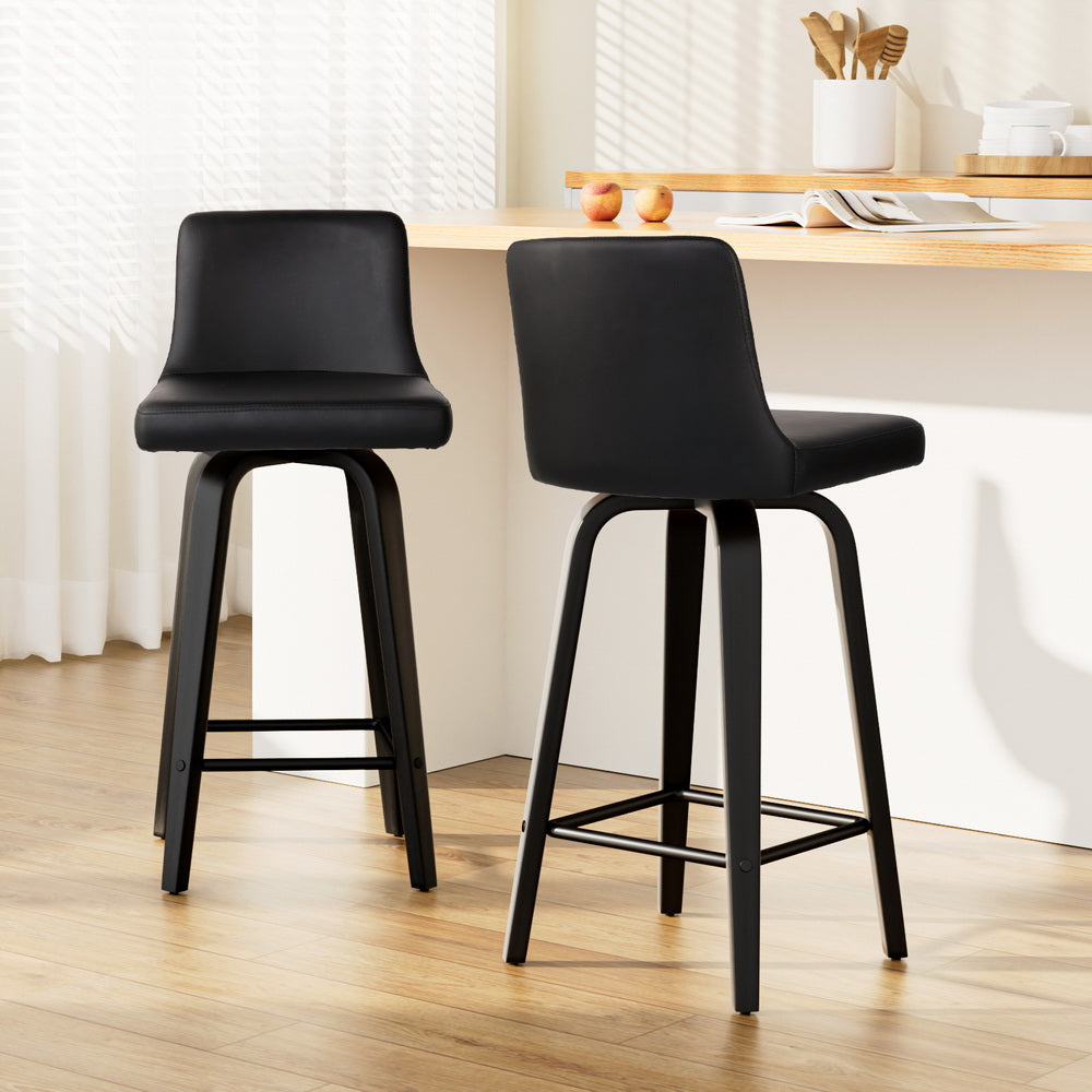 Artiss swivel leather bar stool wooden frame and footrest detail — Allure Home Collections
