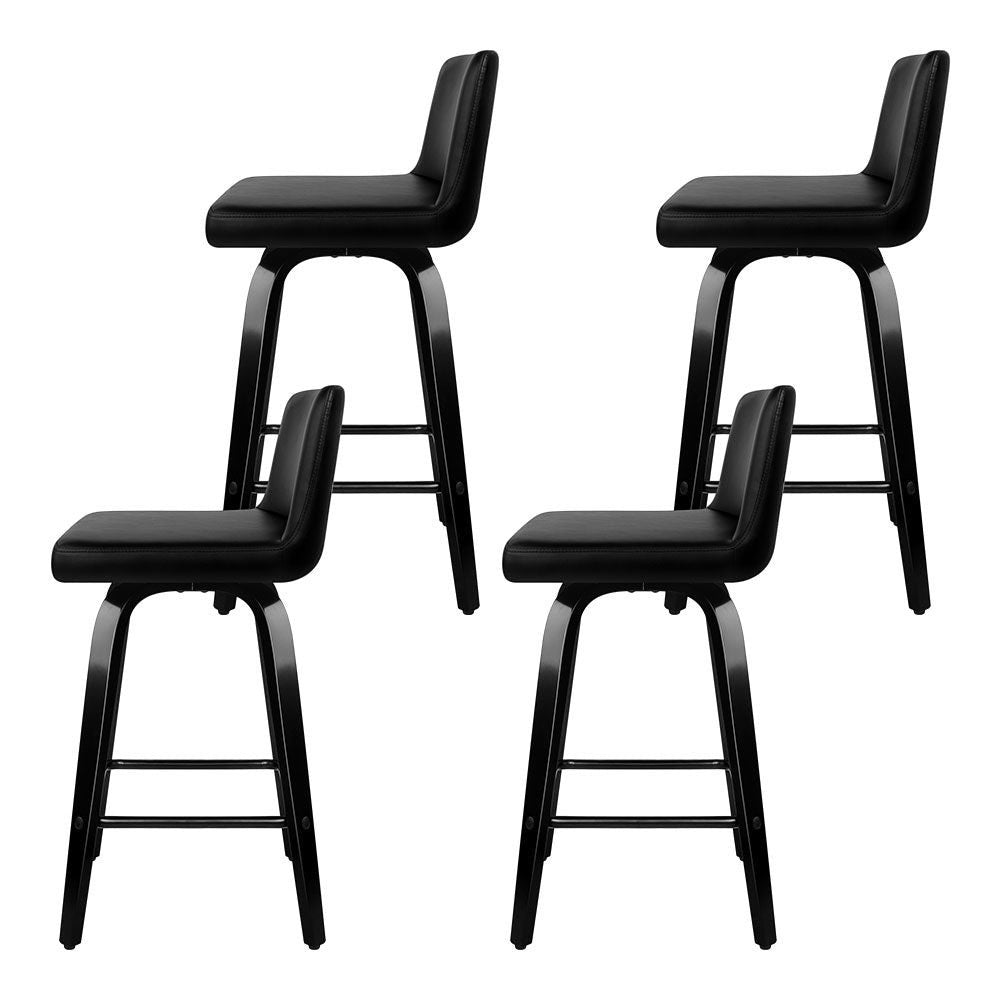 Balcombe black swivel wooden bar stool with padded seat in a modern kitchen