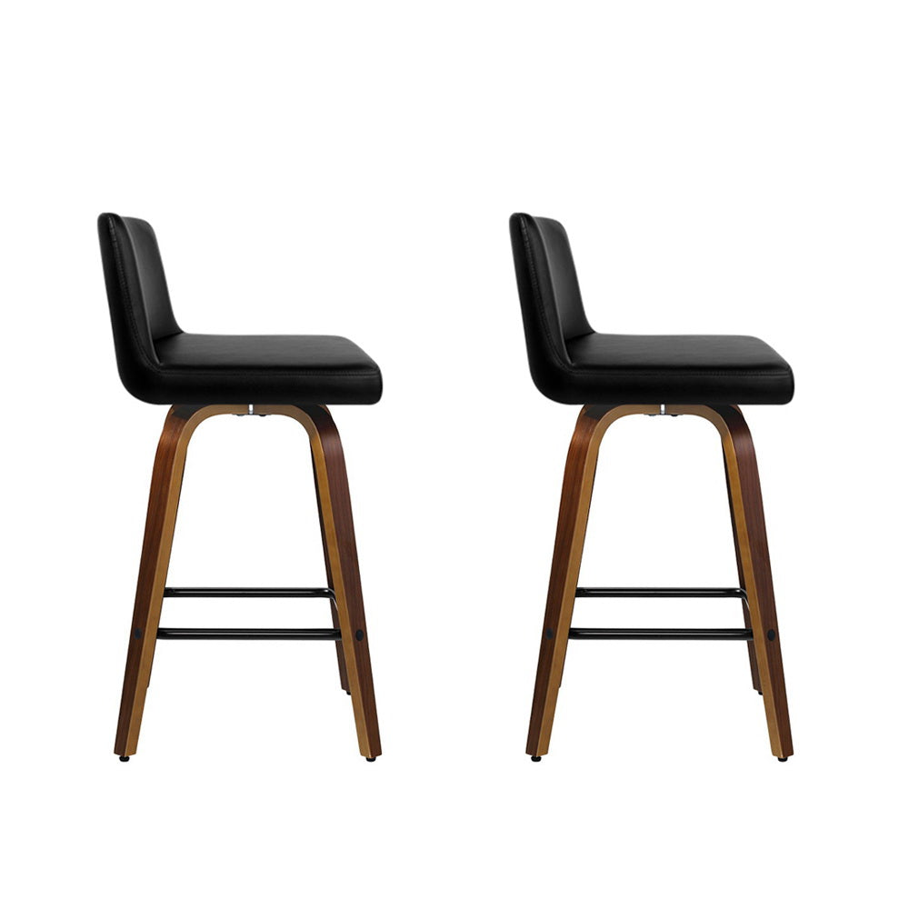 Pair of Artiss swivel leather wooden bar stools in contemporary kitchen — Allure Home Collections