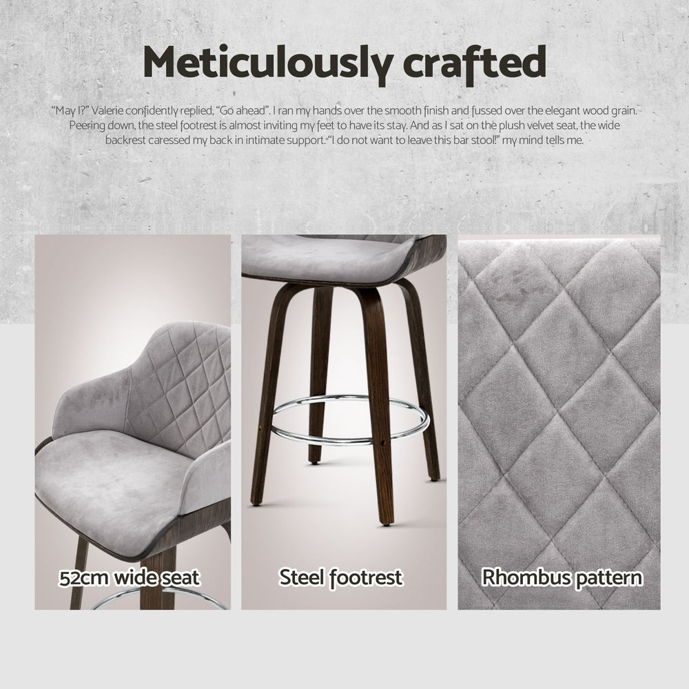 Artiss Velvet Padded Bar Stools - Set of 4