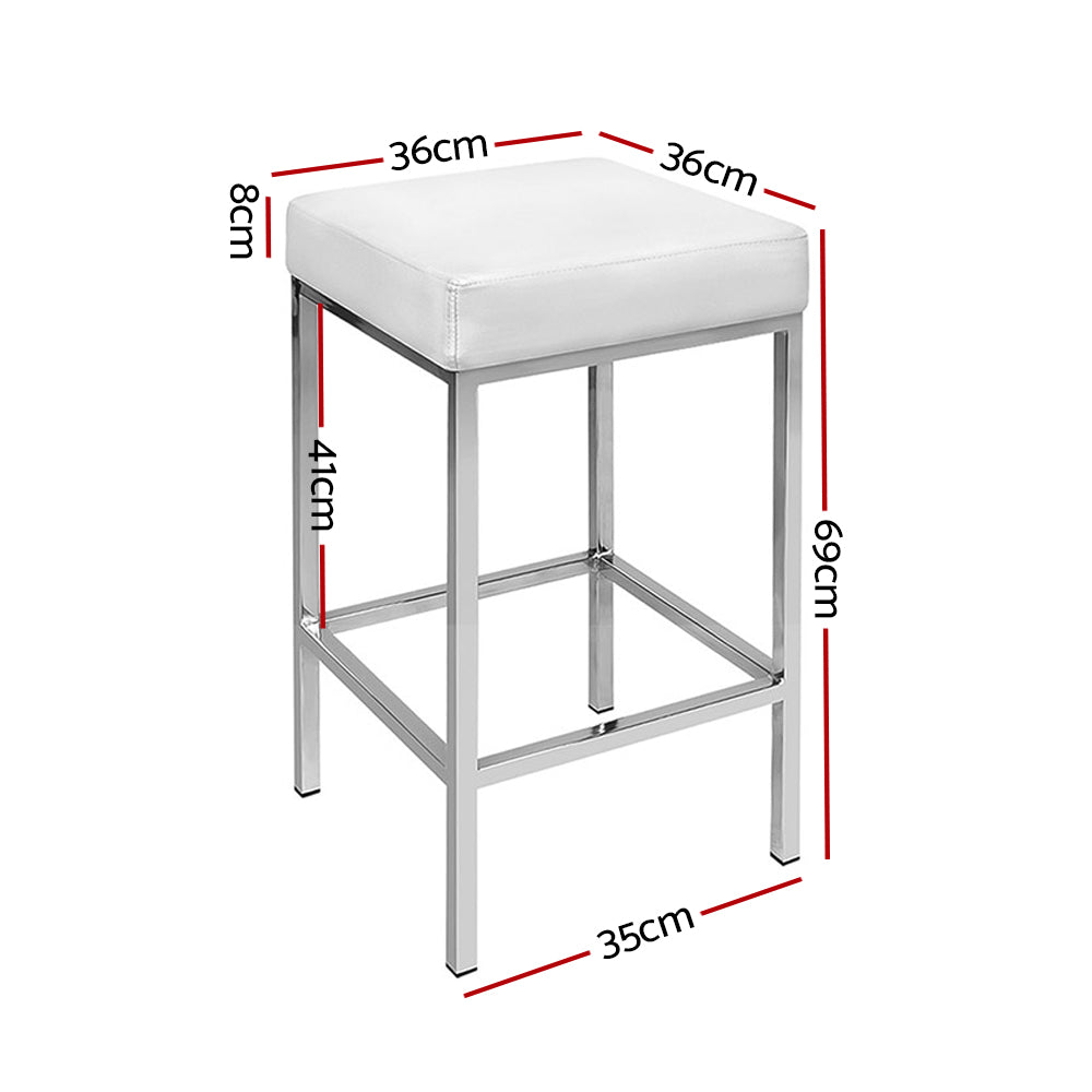 Artiss white bar stool PU leather seat and thick foam padding detail — Allure Home Collections
