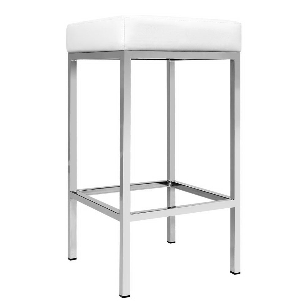 Two Artiss white leather bar stools at kitchen counter — Allure Home Collections