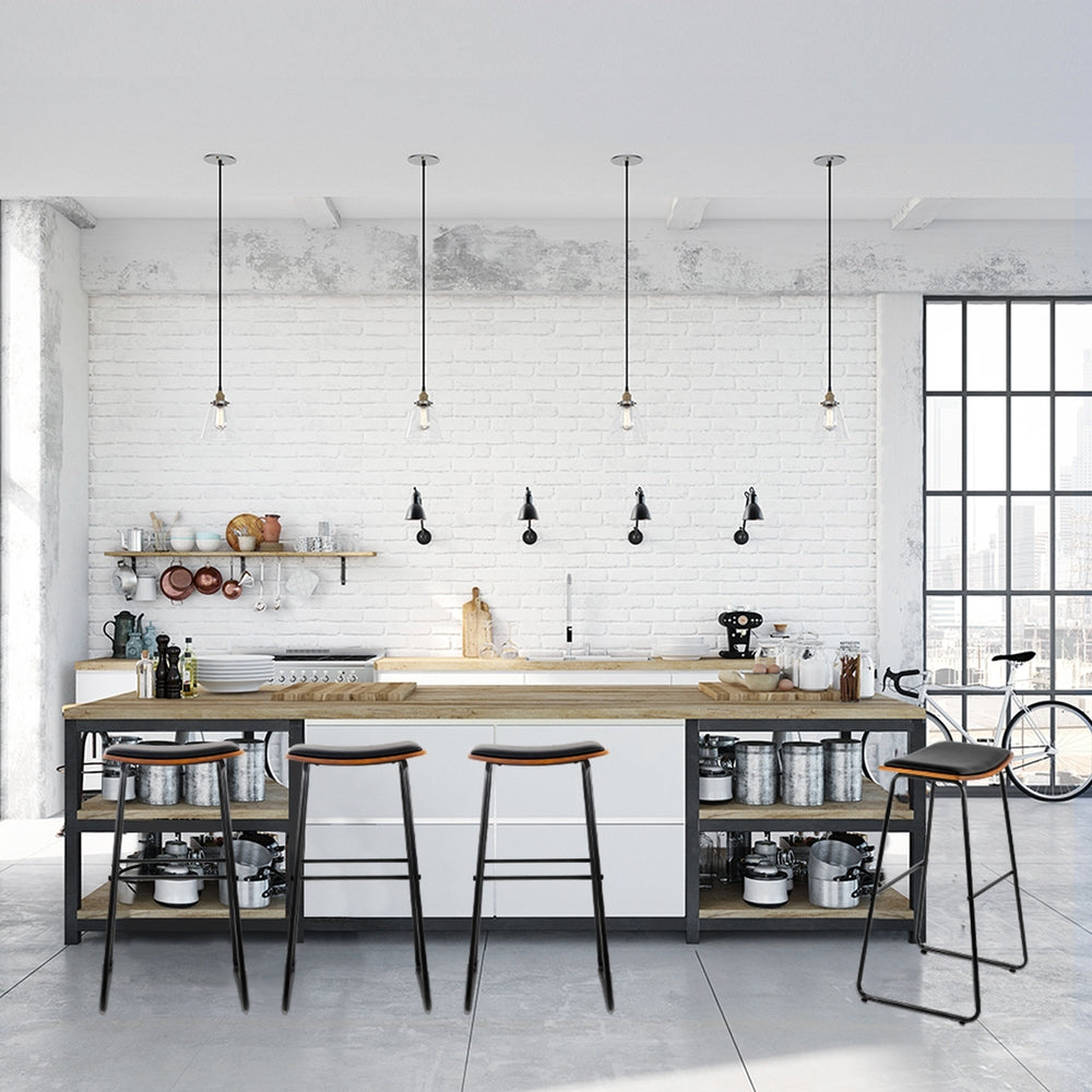 Pair of Artiss metal bar stools in contemporary kitchen — Allure Home Collections