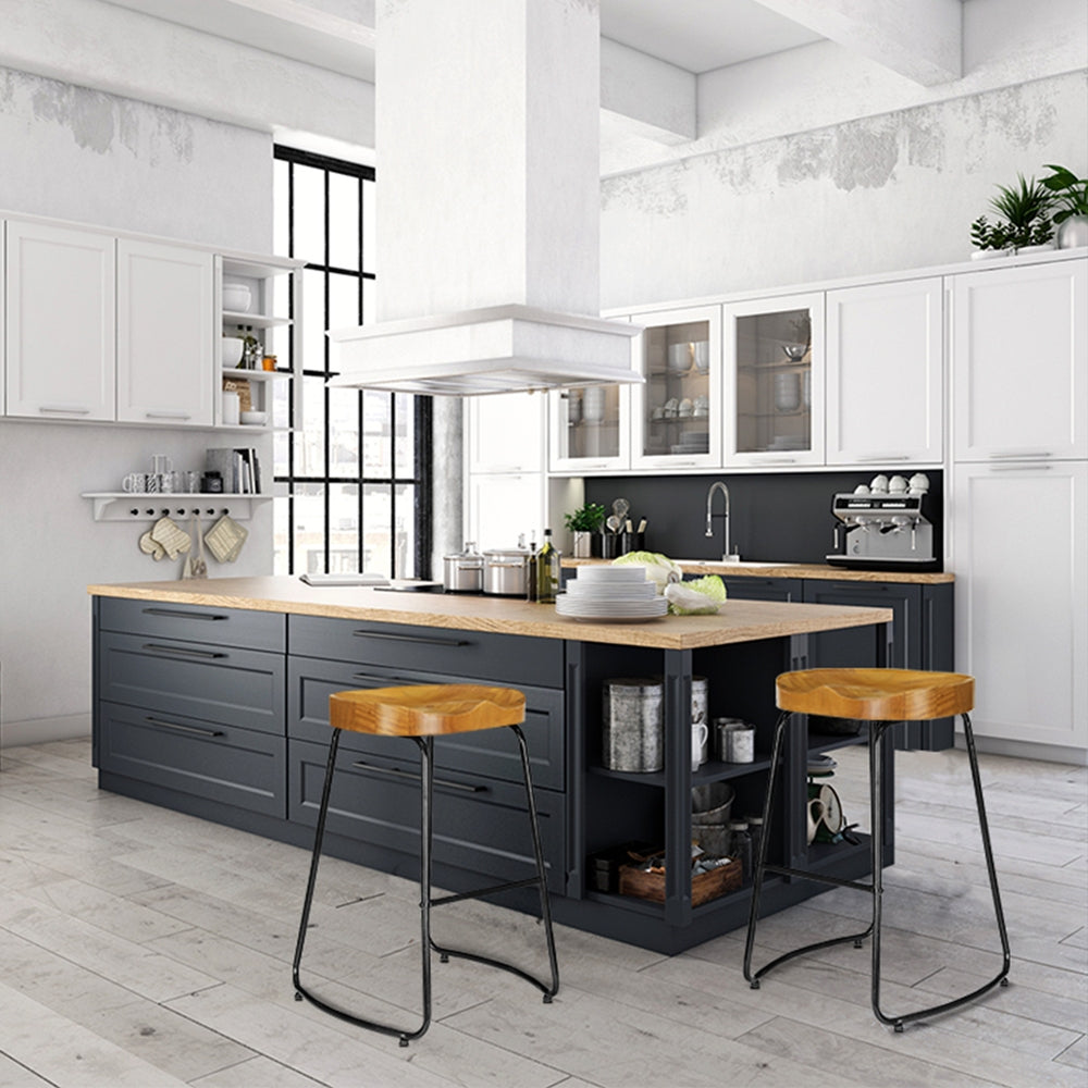 Side profile of Artiss tractor seat bar stool showing industrial frame — Allure Home Collections