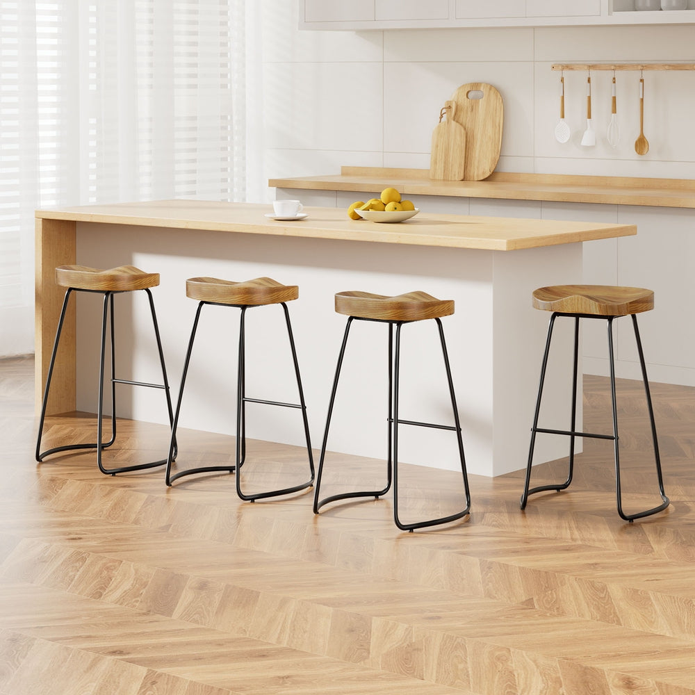 Artiss tractor seat bar stool pine wood seat and industrial steel frame detail — Allure Home Collections