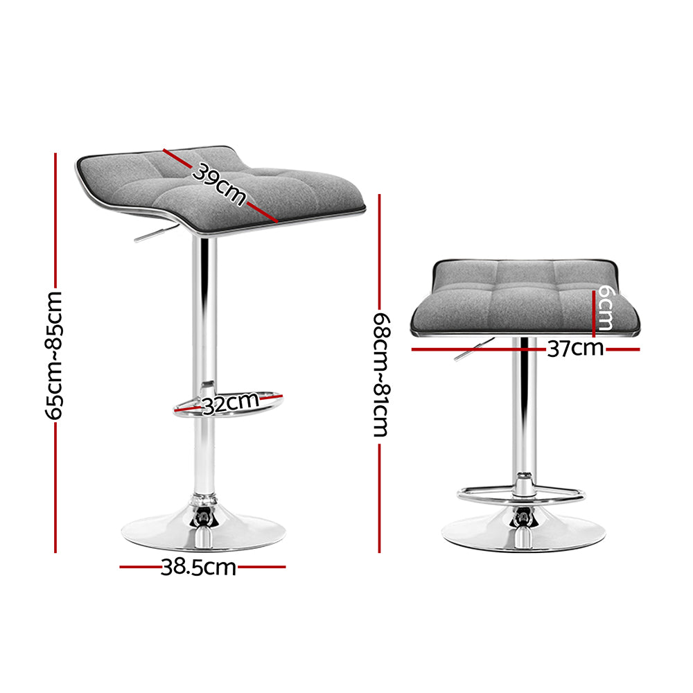 Artiss linen bar stool faux linen seat and chrome gas lift detail — Allure Home Collections