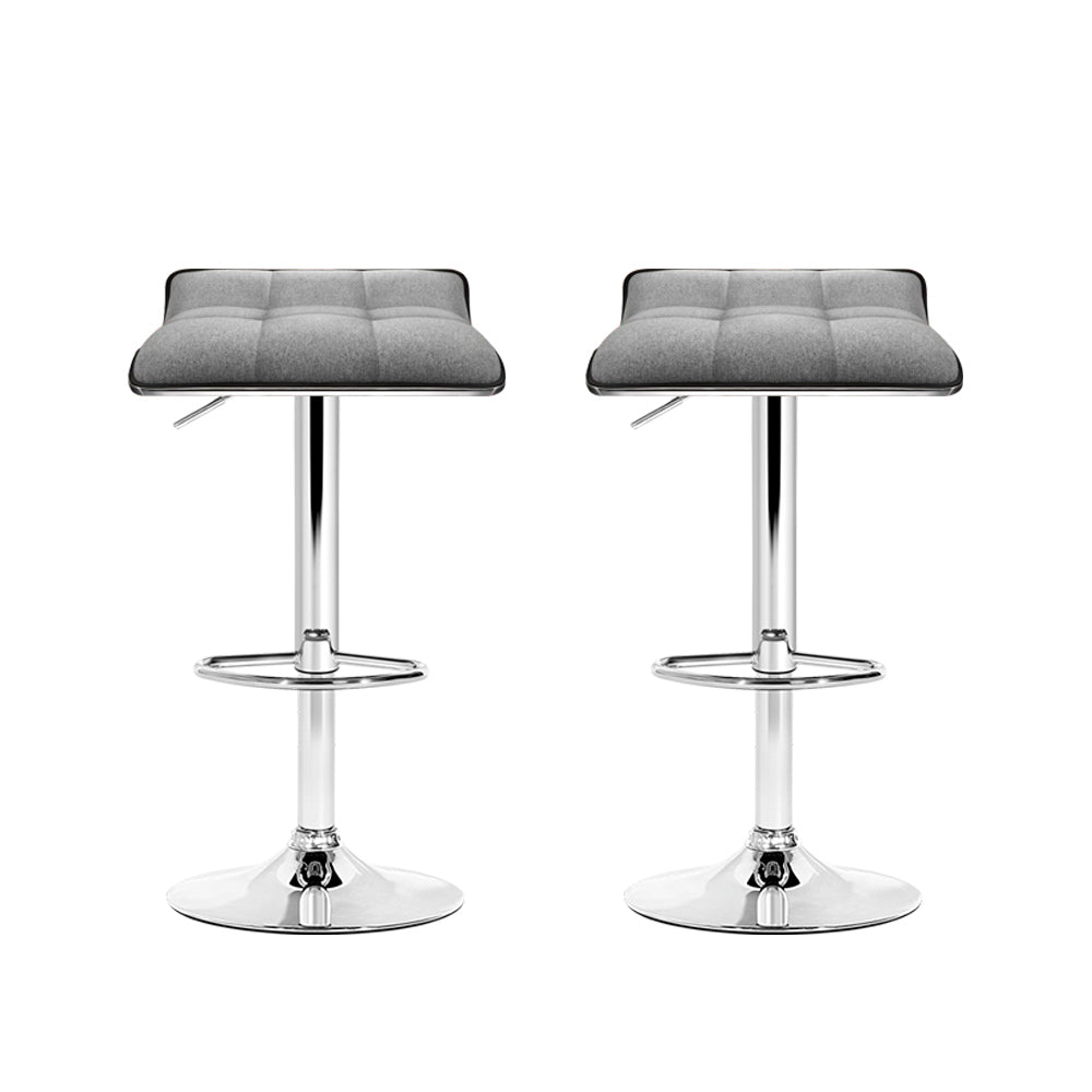 Two Artiss linen gas lift bar stools at kitchen counter — Allure Home Collections