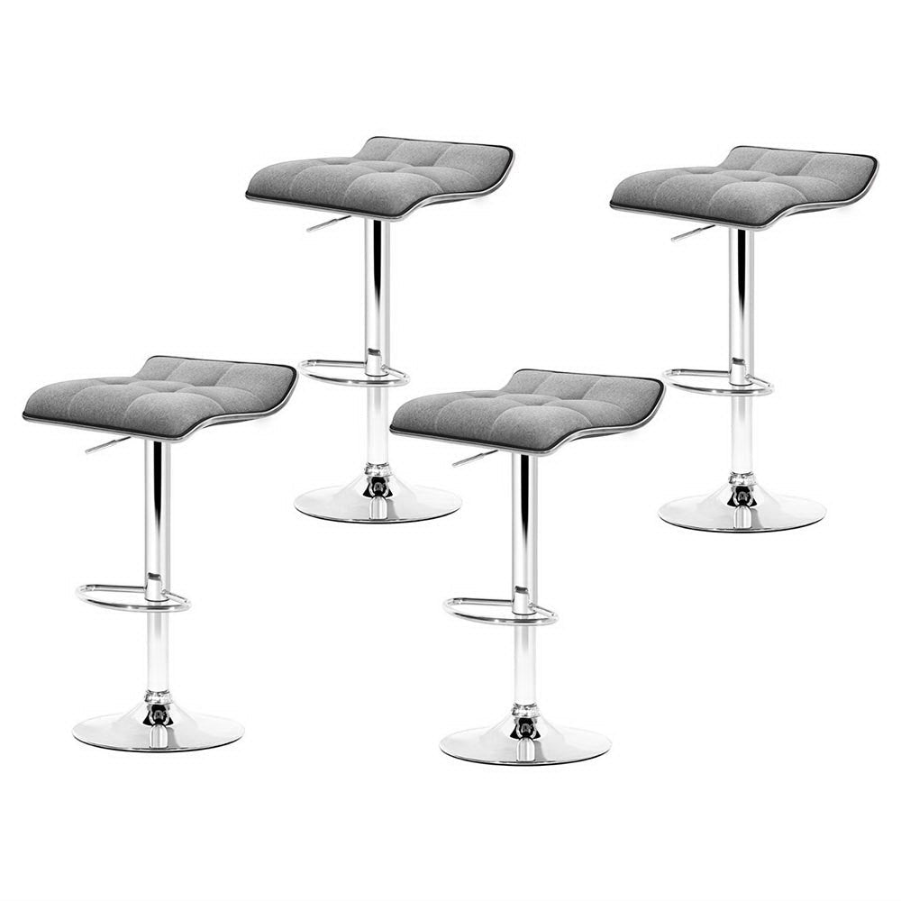 Coronet Bay grey faux linen gas lift swivel bar stool in a modern kitchen