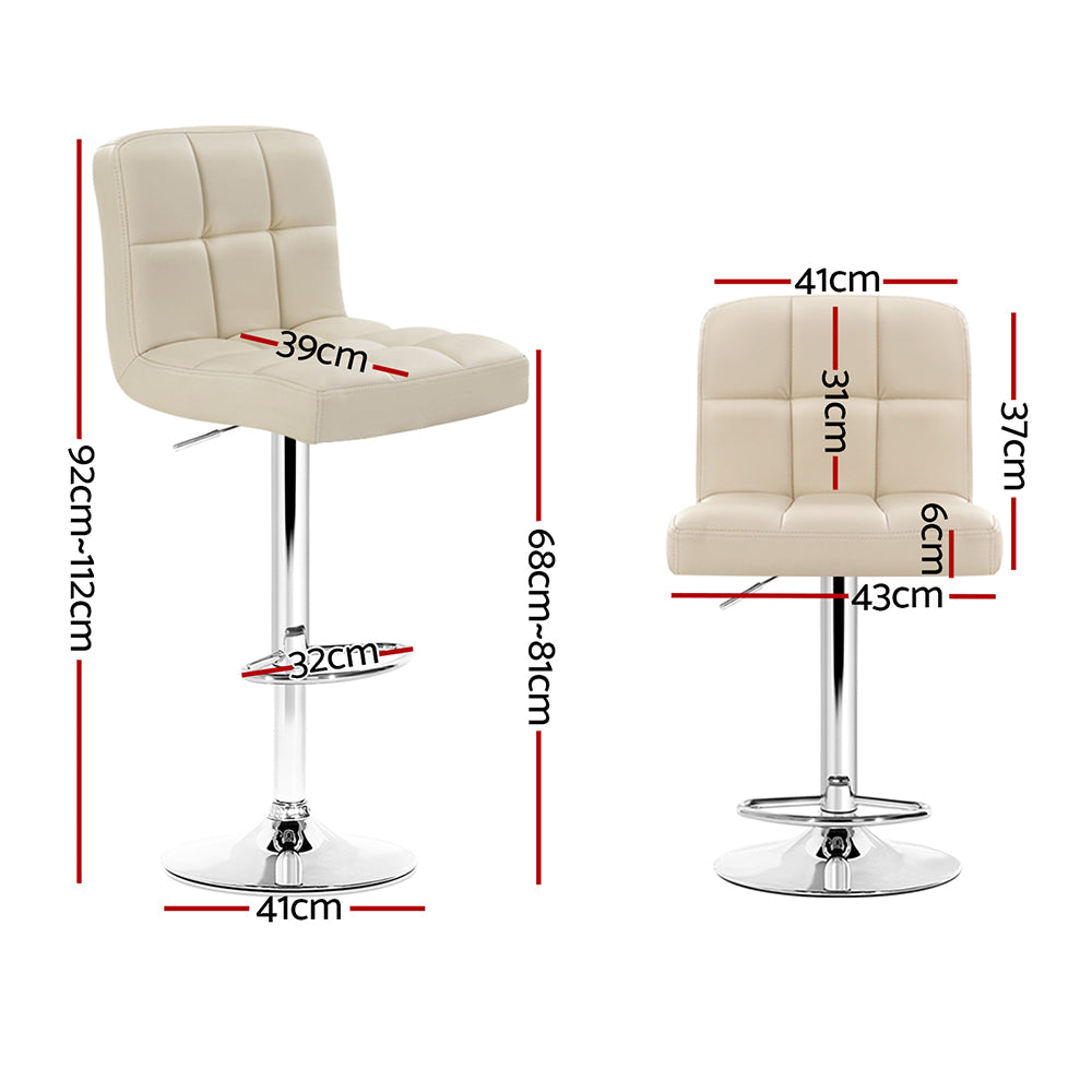 Pair of Artiss Noel beige gas lift bar stools in styled kitchen — Allure Home Collections