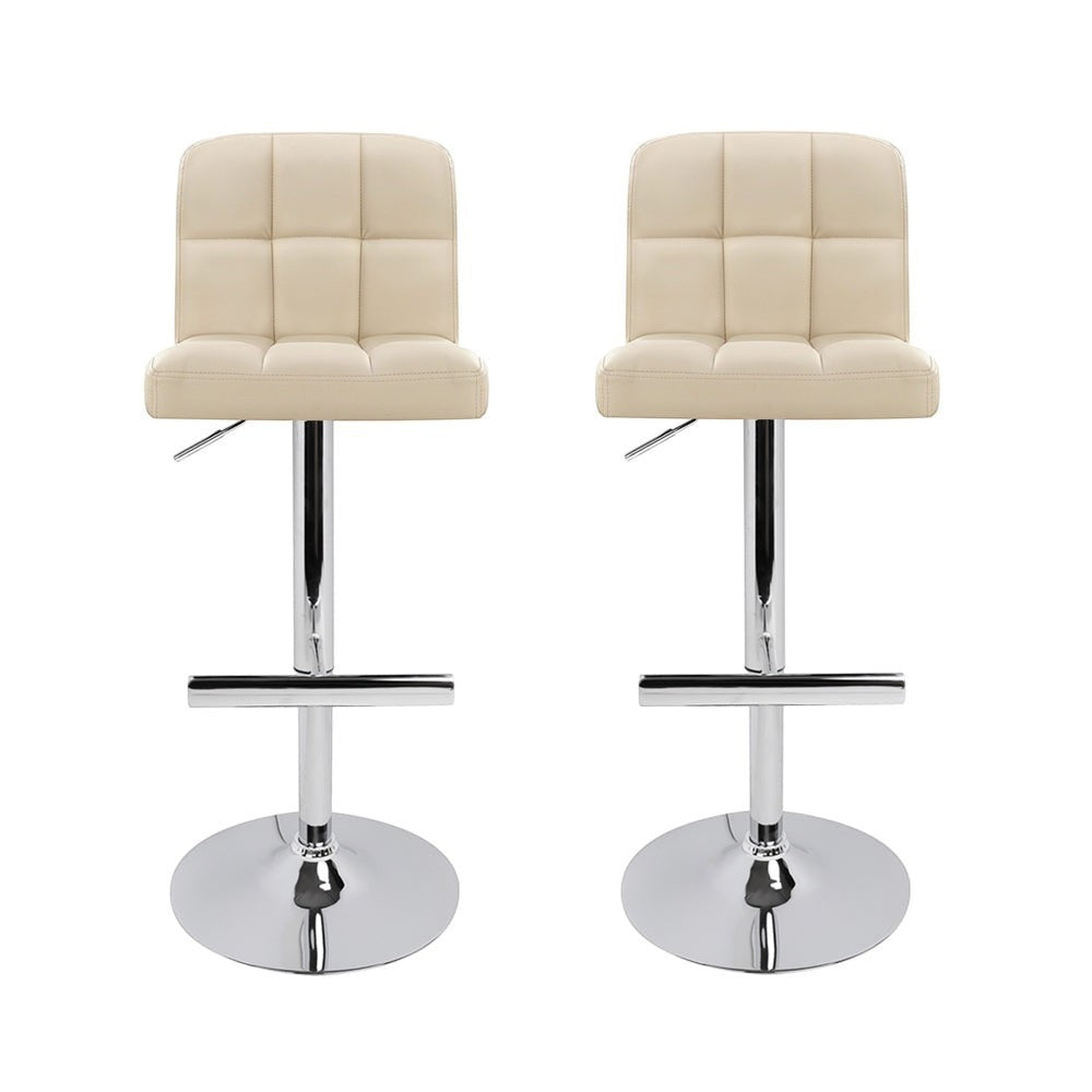 Close up of the sunderland bay gas lift bar stool beige seat and frame