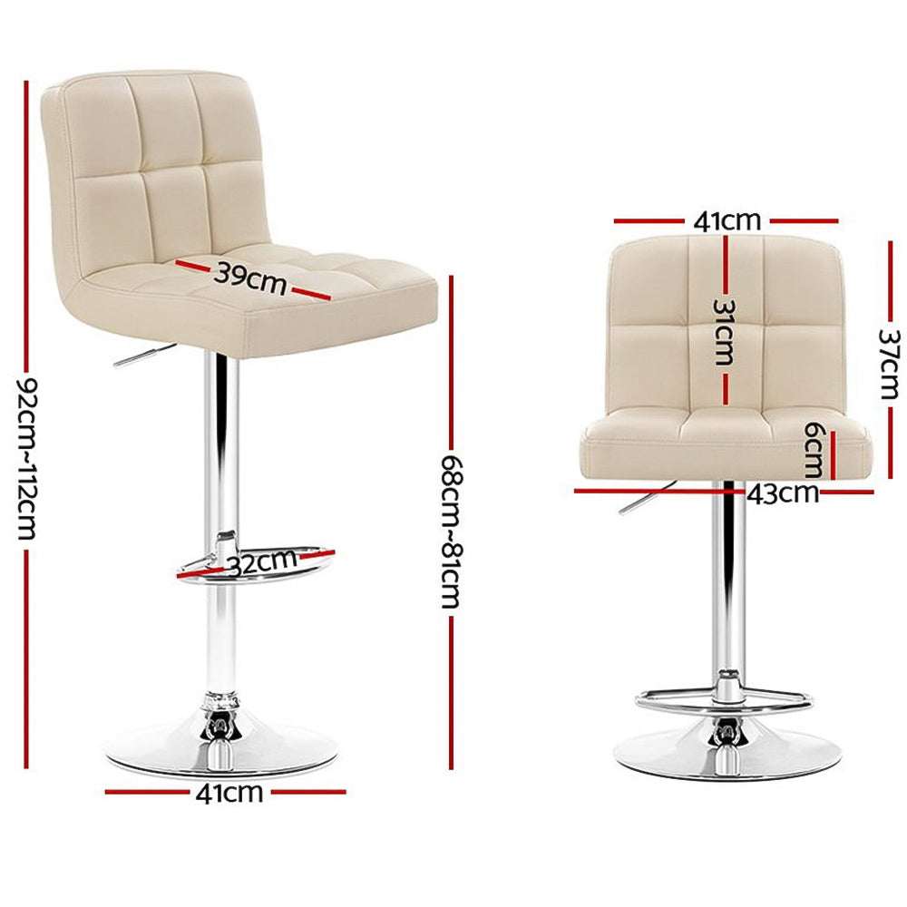 Artiss Beige Leather Gas Lift Bar Stools