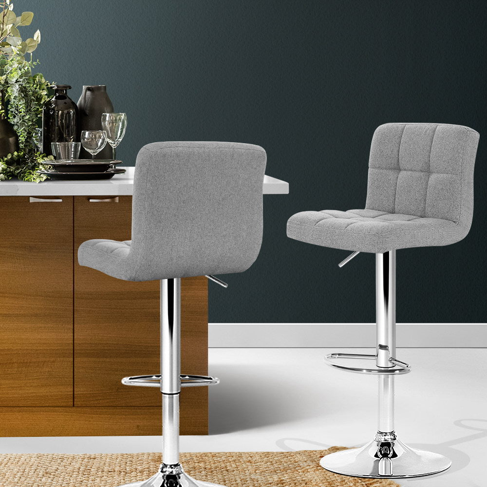 Artiss grey bar stool footrest ring and chrome base detail — Allure Home Collections