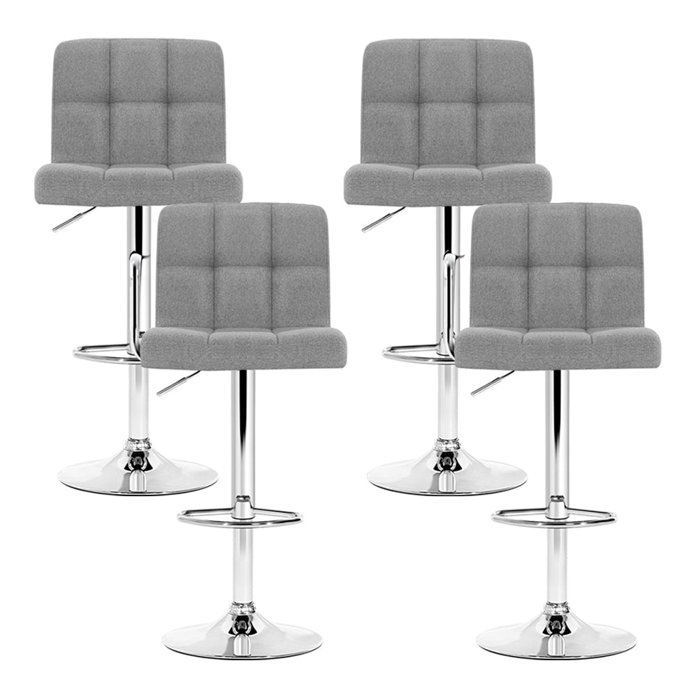 Set of 4 Artiss grey fabric bar stools at kitchen island — Allure Home Collections