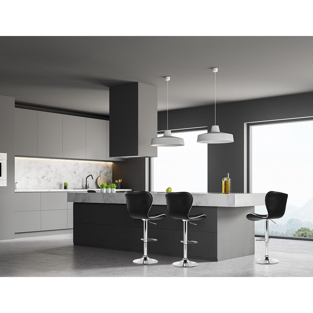 Artiss black bar stool chrome base and footrest ring detail — Allure Home Collections