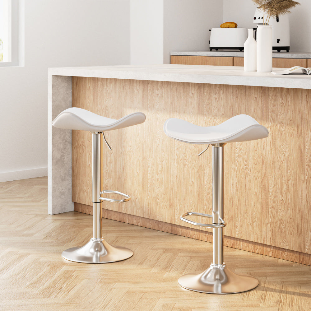 Artiss white PU leather gas lift bar stools set of 2 with extra thick foam — Allure Home Collections