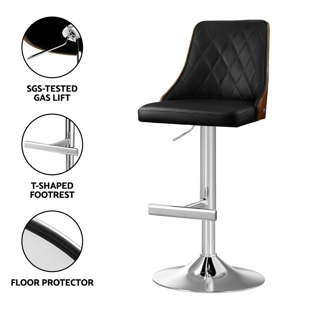 Artiss Black Leather Swivel Bar Stools (Set of 4)