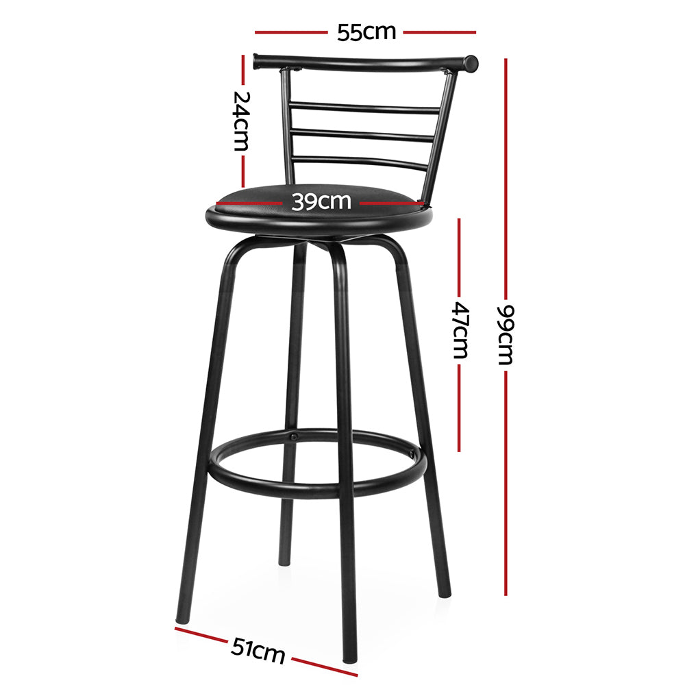 Artiss swivel bar stool leather seat and metal base detail — Allure Home Collections