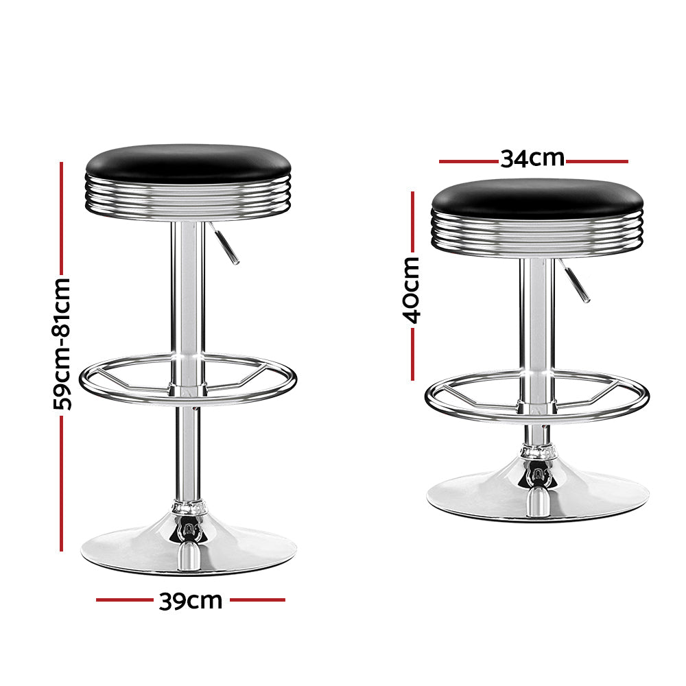Artiss backless bar stool black PU leather seat and chrome base detail — Allure Home Collections