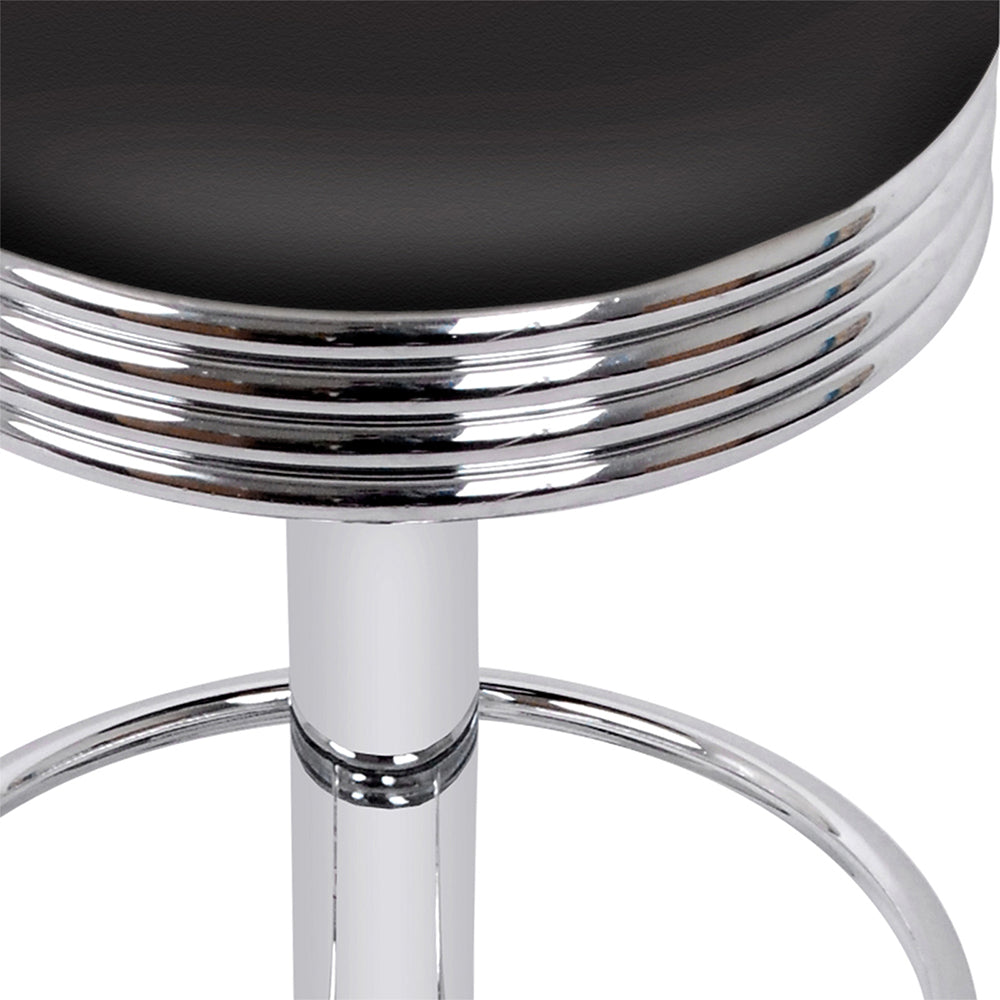 Two Artiss backless black leather bar stools at kitchen counter — Allure Home Collections