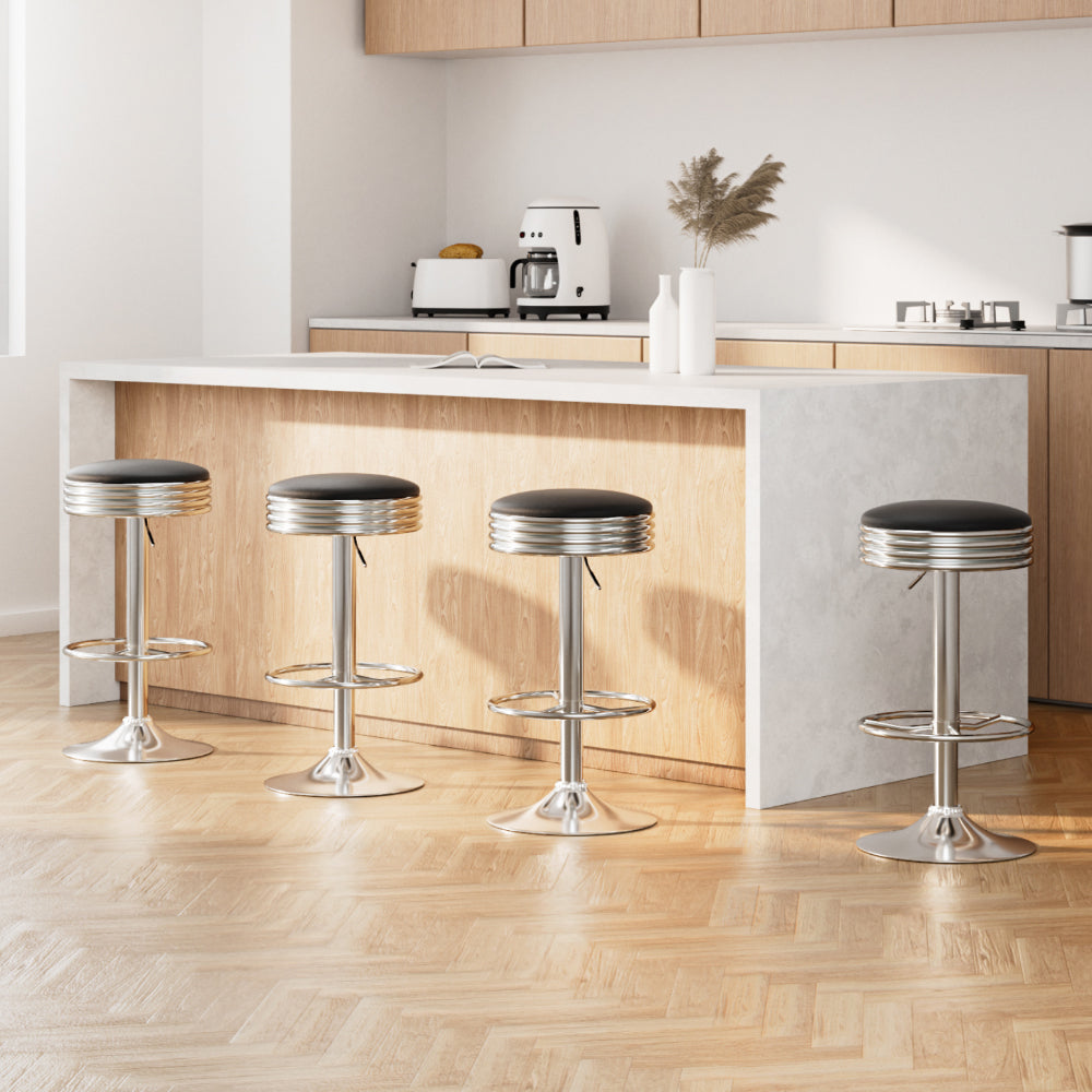 Artiss PU leather padded gas lift bar stools set of 4 with silver chrome base — Allure Home Collections