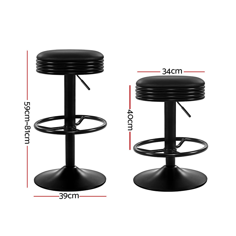 Artiss black bar stool PU leather seat and gas lift detail — Allure Home Collections