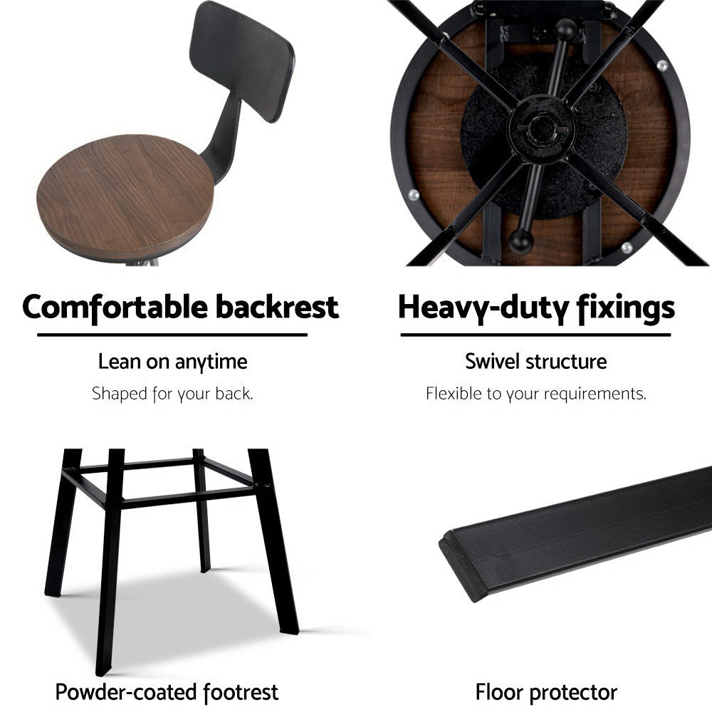Side profile of Artiss vintage metal bar stool showing industrial profile — Allure Home Collections