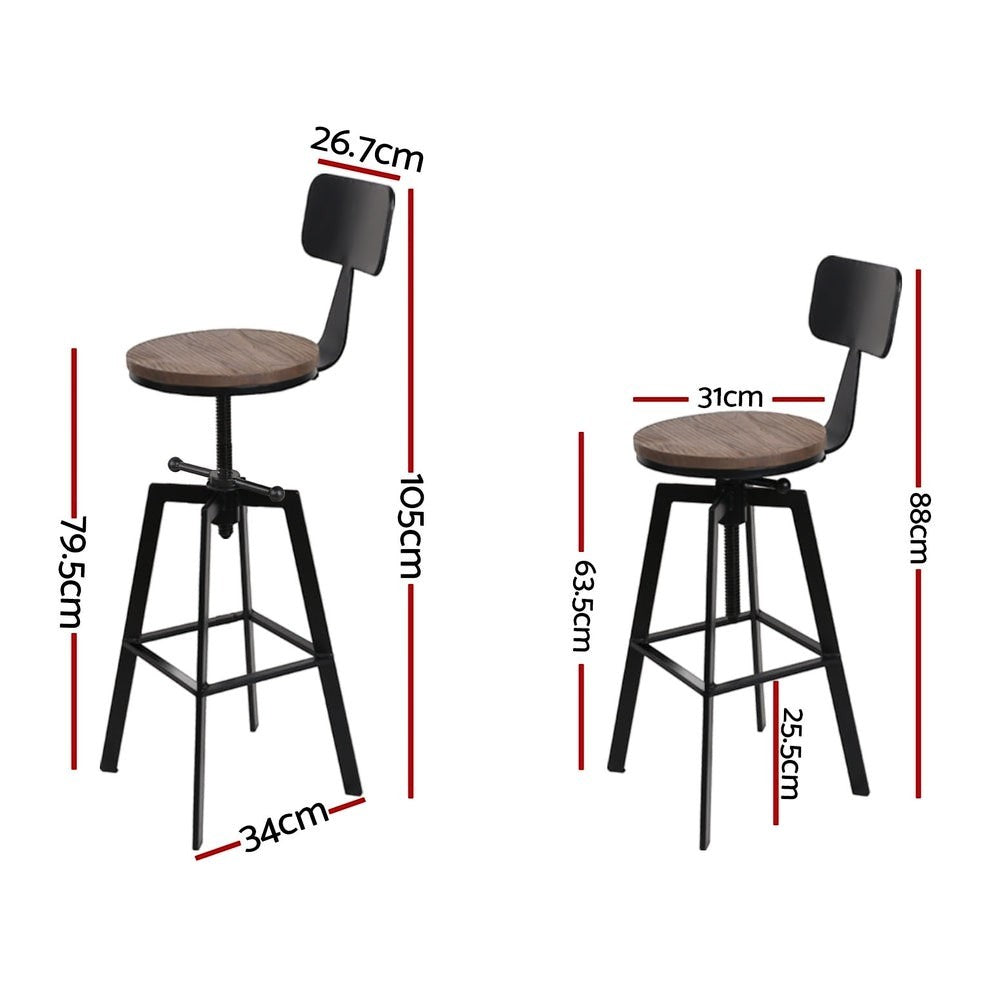 Tooradin black industrial swivel bar stool with elm wood seat in a modern kitchen
