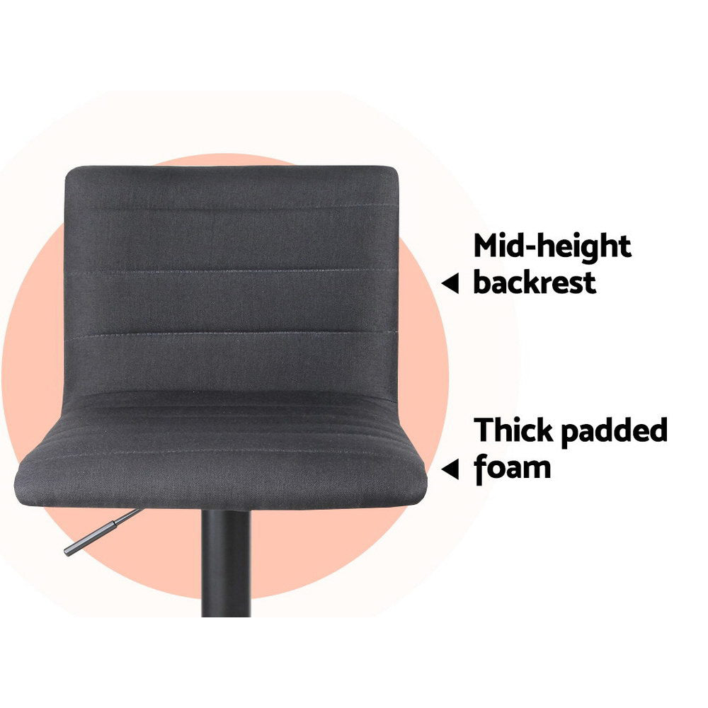 Pair of Artiss black linen bar stools in contemporary kitchen — Allure Home Collections