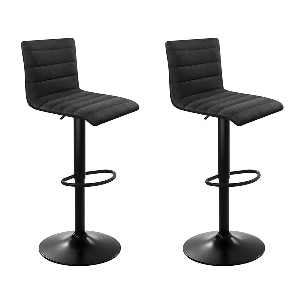 Ryanston Linen Gas Lift Bar Stool, Black 2pcs