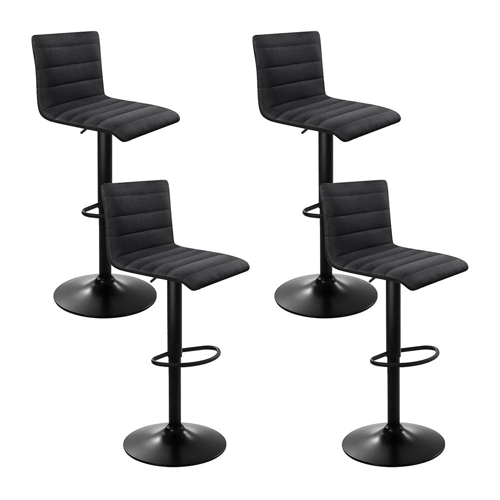 Artiss black linen bar stool footrest and chrome base detail — Allure Home Collections