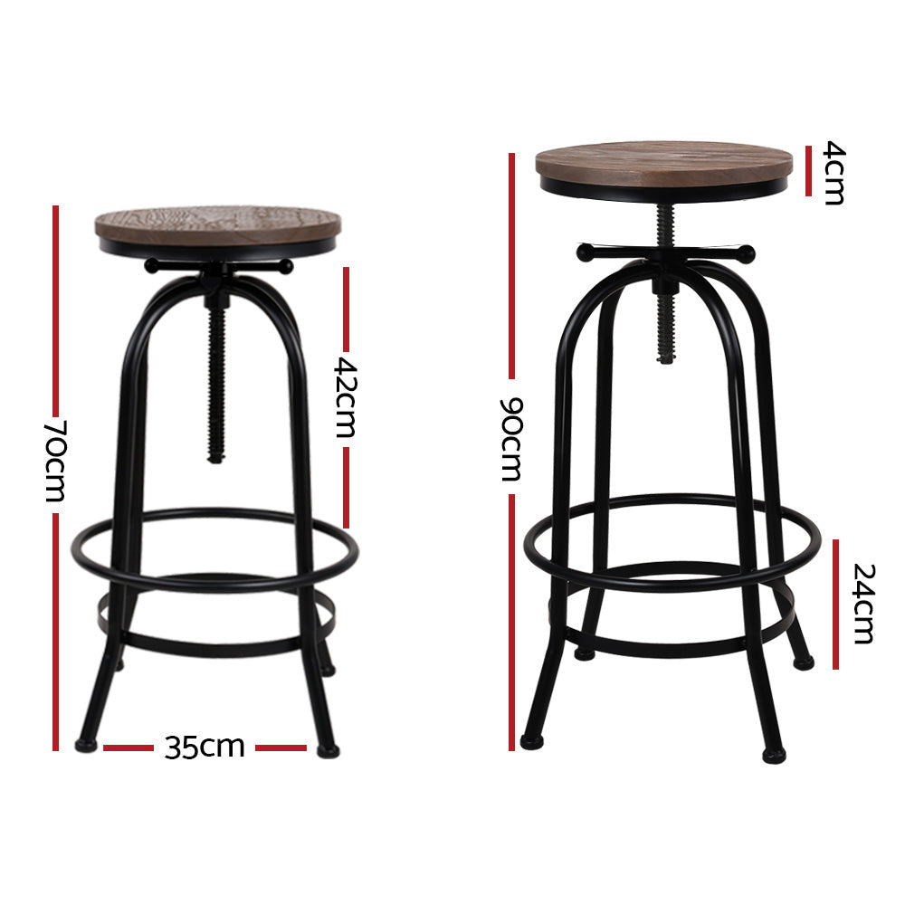 Artiss adjustable bar stool smooth elm wood seat and steel frame detail — Allure Home Collections