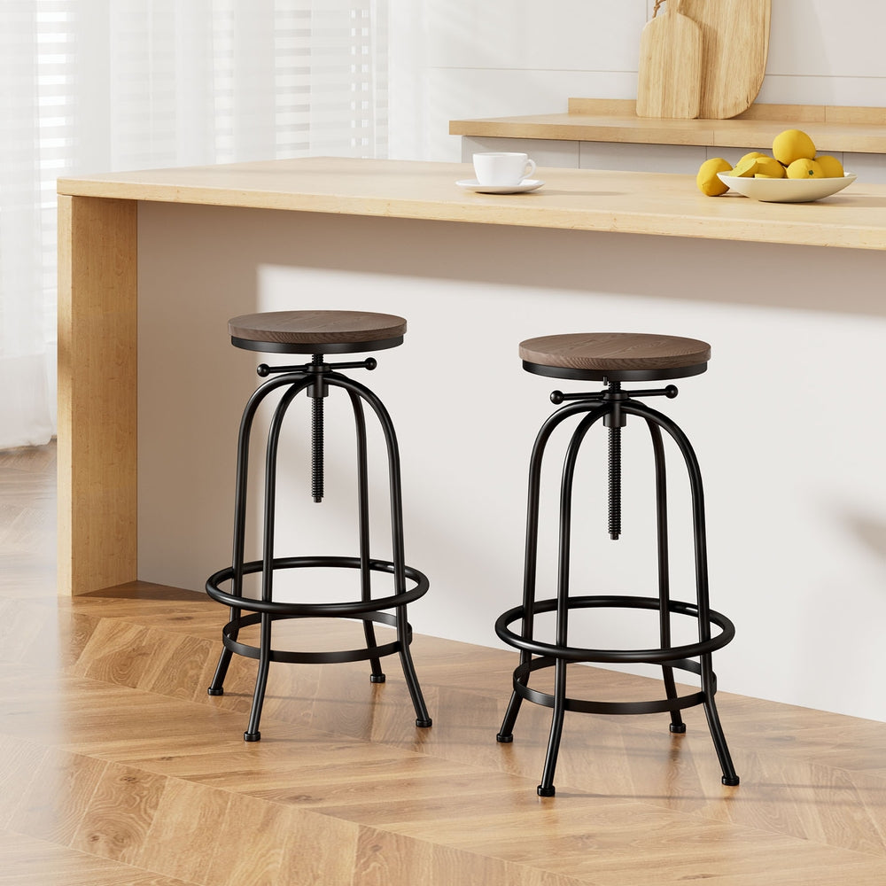 Artiss adjustable wood and steel bar stools set of 2 — Allure Home Collections