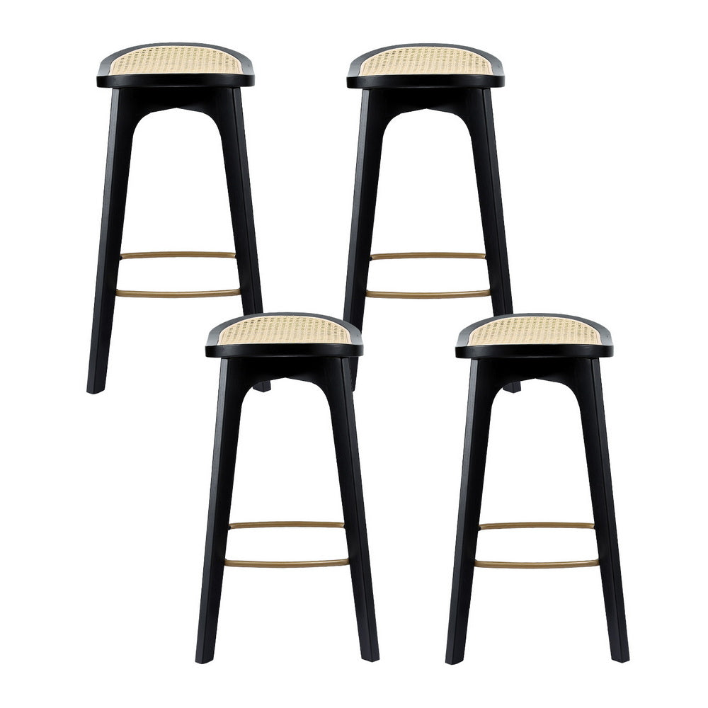 Set of 4 Artiss black rattan bar stools at kitchen counter — Allure Home Collections