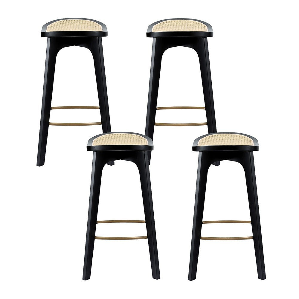 Grantville backless woven rattan bamboo bar stool at a kitchen counter