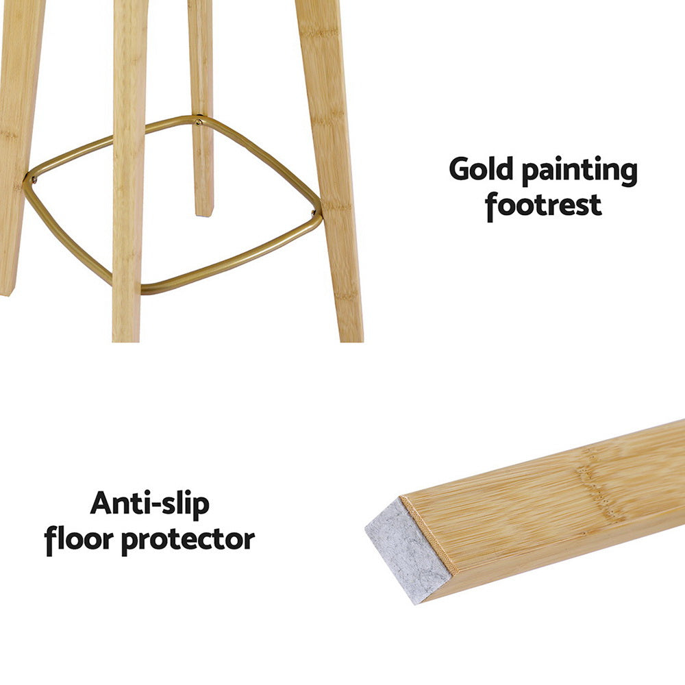 Artiss bamboo rattan bar stool seat close-up — Allure Home Collections