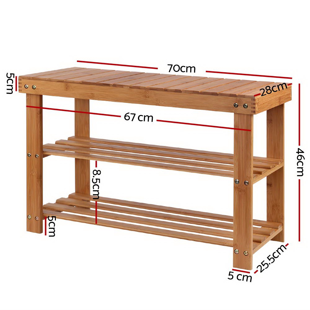 Artiss Bamboo Shoe Rack Bench — 10 Pairs, Timeless Design — Allure Home Collections