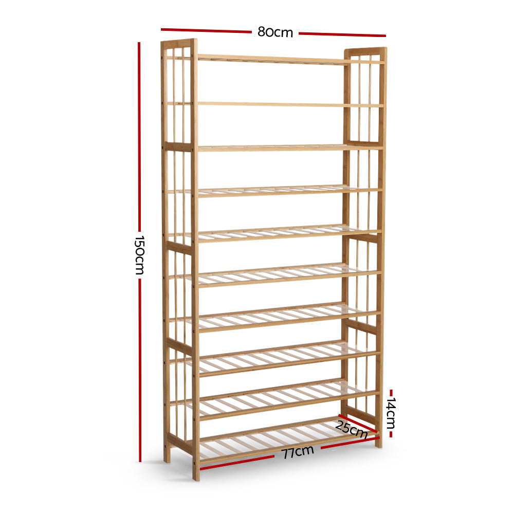 Rossbridge 10 Tier Bamboo Shoe Rack, Natural