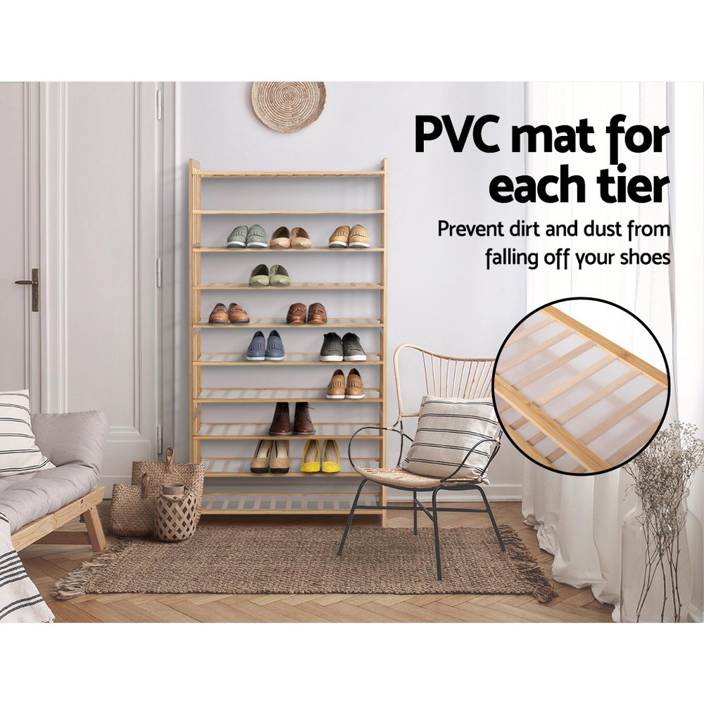 Rossbridge 10 Tier Bamboo Shoe Rack, Natural