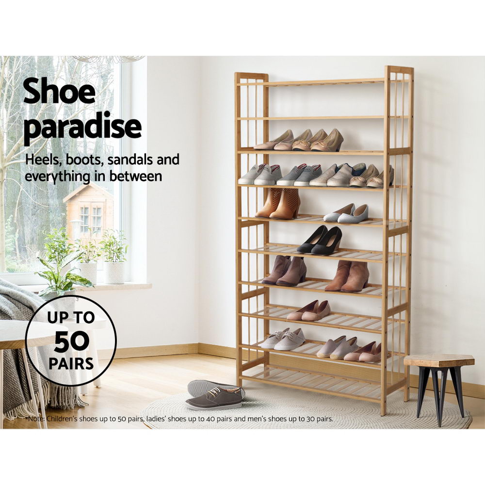 Rossbridge 10 Tier Bamboo Shoe Rack, Natural