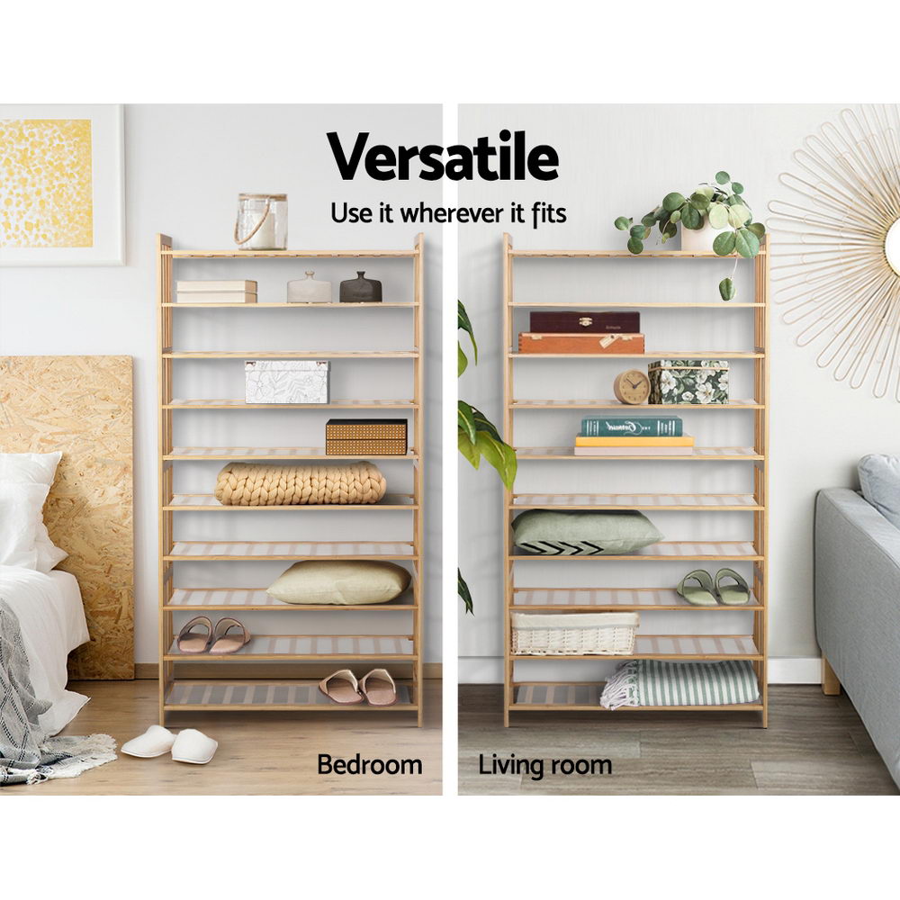 Rossbridge 10 Tier Bamboo Shoe Rack, Natural
