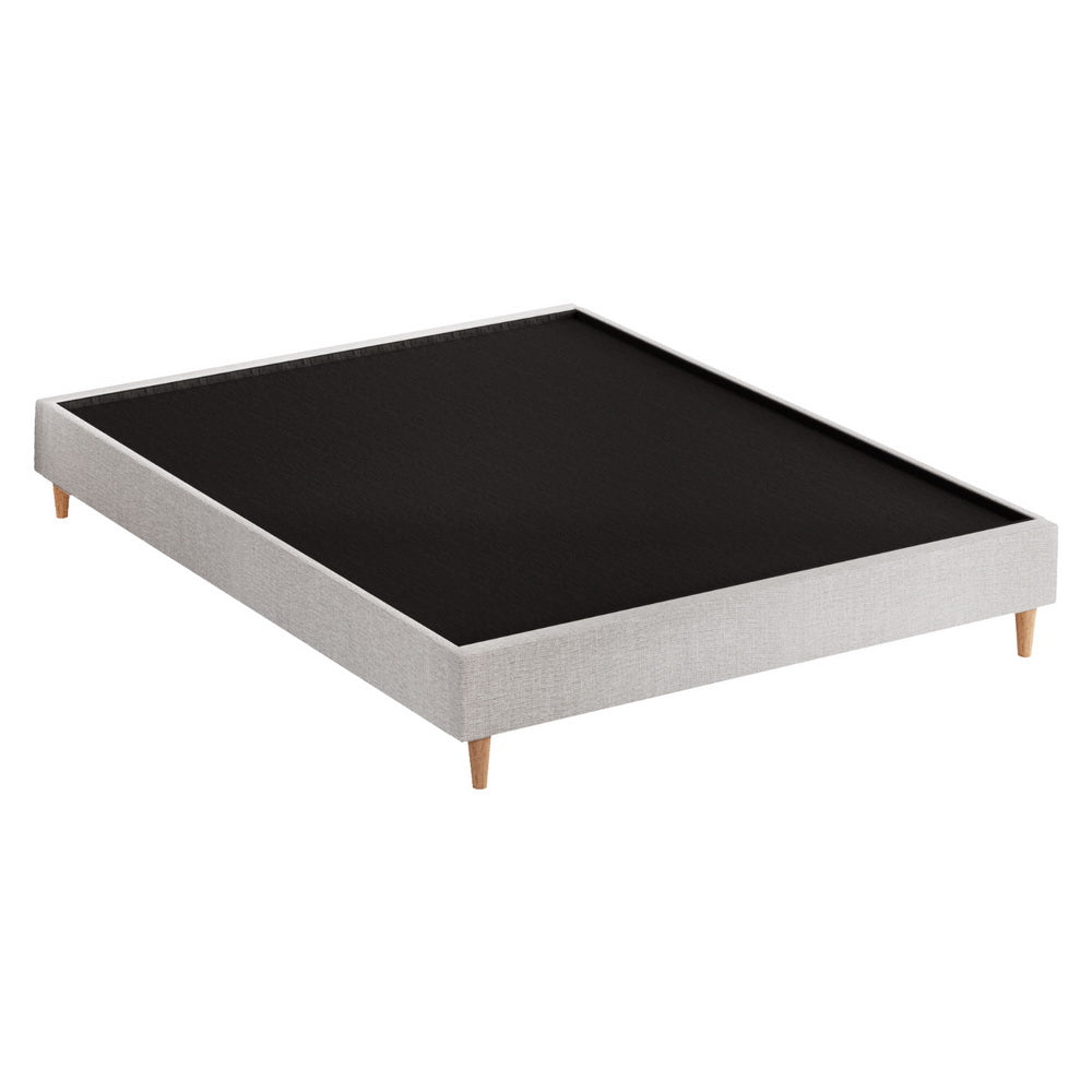 Artiss ZORA queen beige bed frame side profile — Allure Home Collections