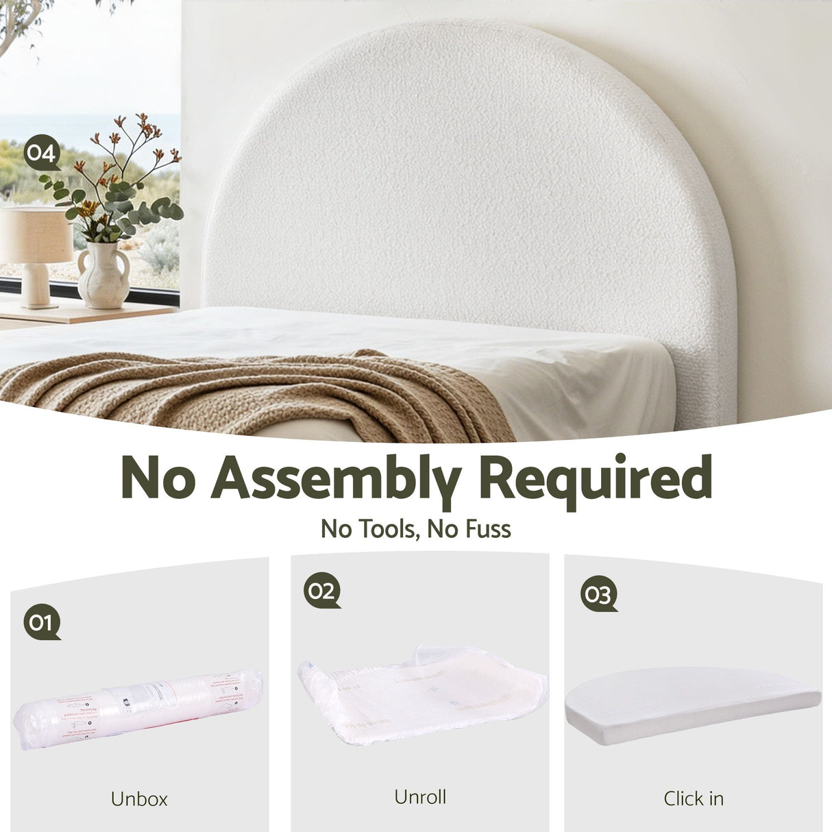 Waste Point Boucle Bed Head, White Queen