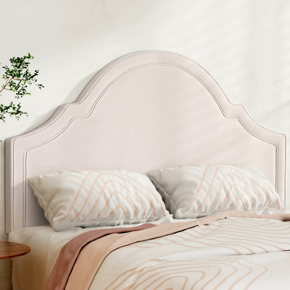 Cooma Scalloped Bed Head, Beige Queen image 1