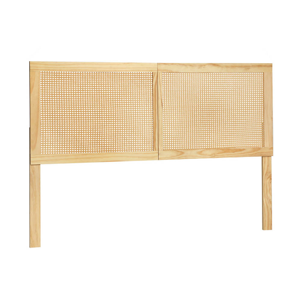 Artiss RIBO double pine rattan headboard showing boho aesthetic — Allure Home Collections