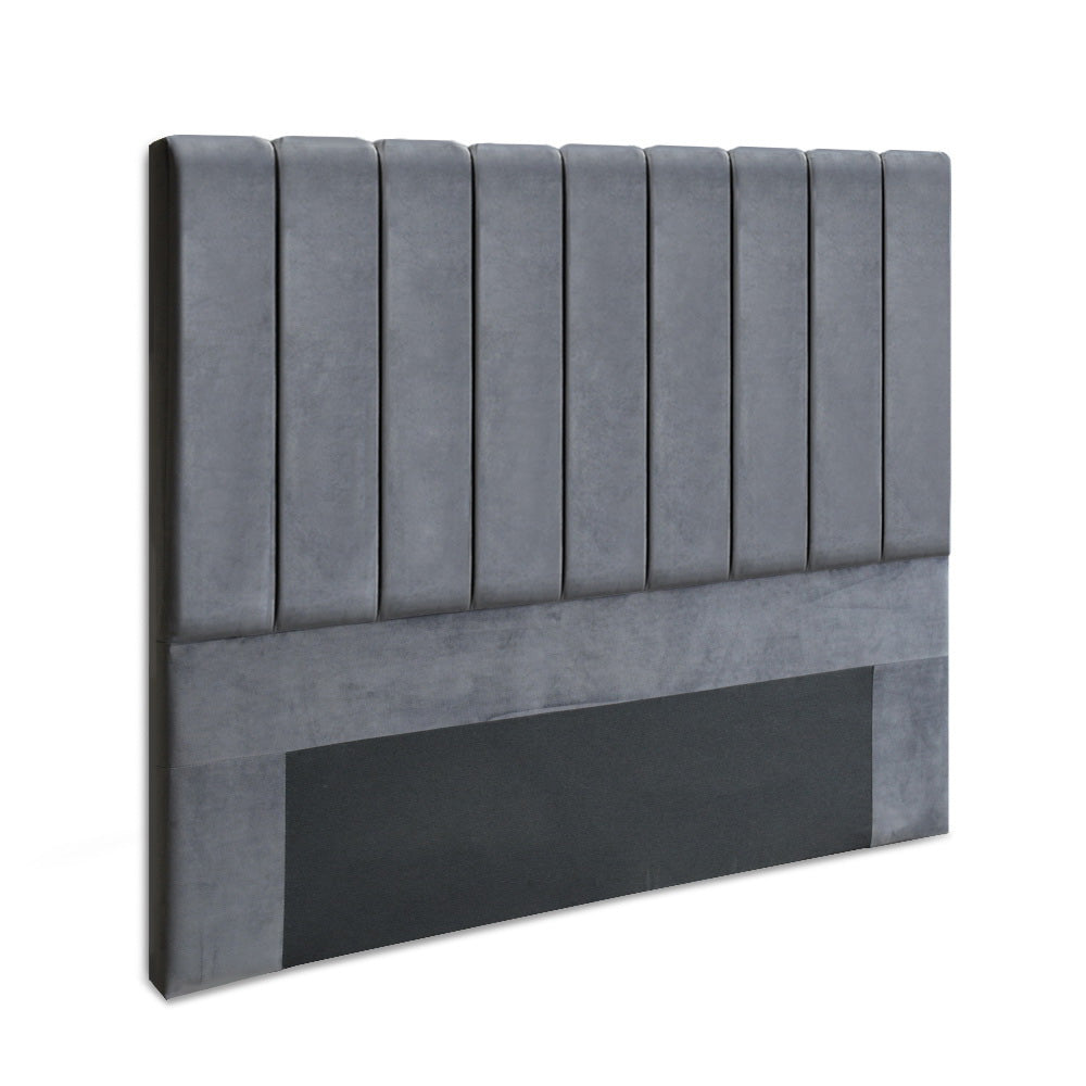 Anembo Velvet Bed Head, Grey Double