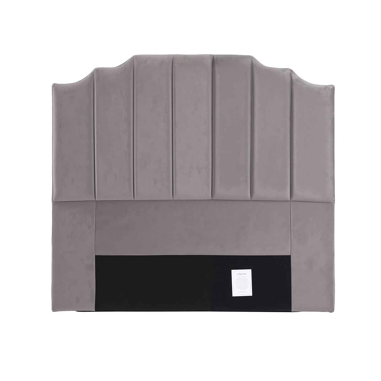 Jindabyne grey velvet wingback bed head in an elegant modern bedroom