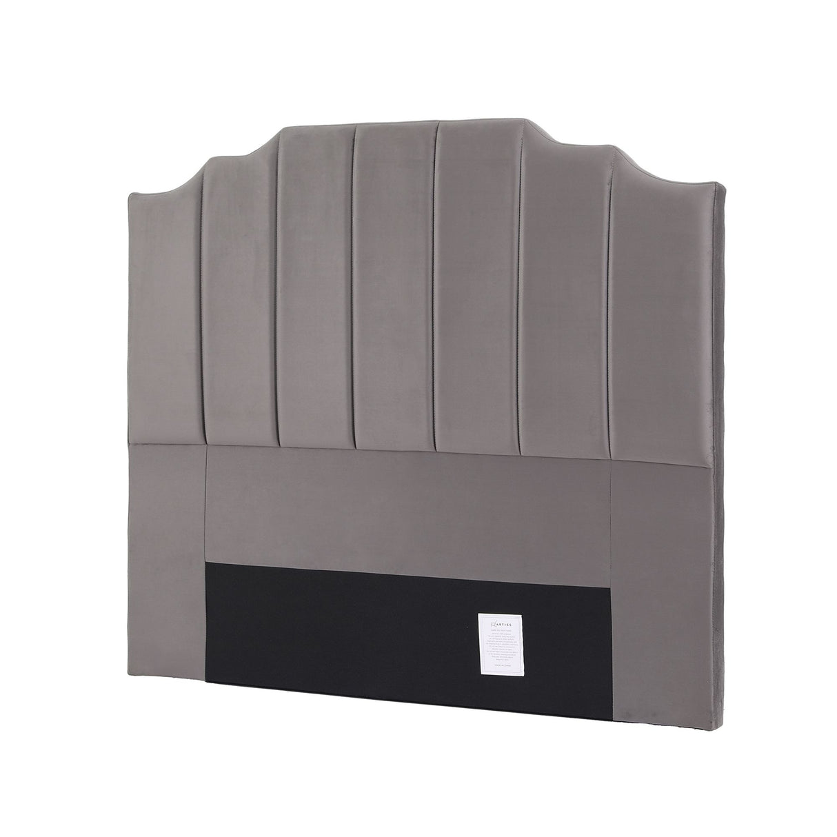 Jindabyne grey velvet wingback bed head in an elegant modern bedroom