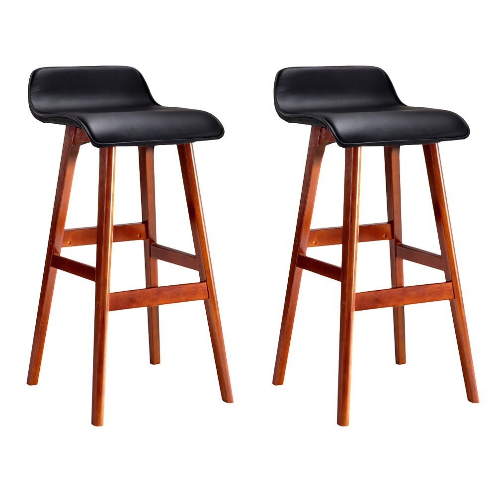 Moorabbin black bentwood faux leather bar stool at a kitchen counter